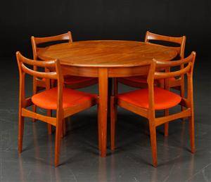 Spisebord med stole, teak, 1950erne, dansk møbelproducent 7