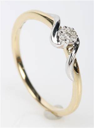 Brillantring, 14 kt guldrhodineret guld, 0.06 ct.