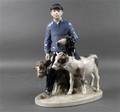Kgl. P figur af porcelæn dreng med kalv
