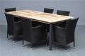 Havemøbler Teakbord samt seks armstole i polyrattan 7