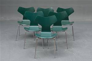 Arne Jacobsen Sæt på seks Grand Prix stole fra Herlufsholm skole 6 