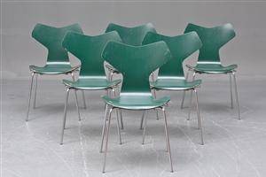 Arne Jacobsen Sæt på seks Grand Prix stole fra Herlufsholm skole 6 
