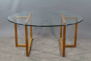 Soffbord i ek med skiva i glas