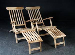 Par dækchairs, teak 2