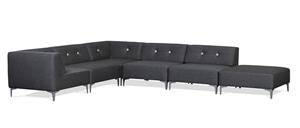 Morten Voss. THE SOFA FIFTYONE. Modulsofa med udskiftelige knapper. Antracit grå med Banana Yellow knapper 