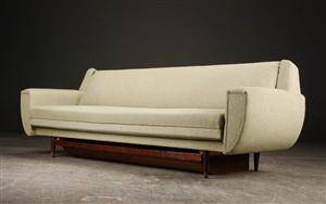 Sovesofa, uld og teak, 1960erne, dansk møbelproducent