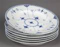 Royal Copenhagen. Musselmalet halvblonde seks middagstallerkener 6