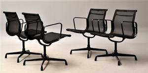 Charles Eames. Sæt på fire stole, model EA-108  næt-væv 4 