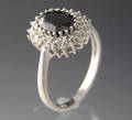 Safir og diamant ring