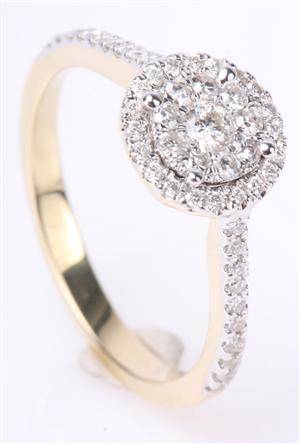 Rosetring med diamanter, 14 kt guld, 0.49 ct