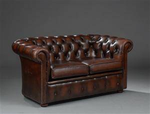 Chesterfield, to-pers. sofa, læder