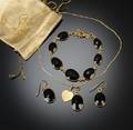 Smykkesæt í forgyldt sterlingsølv med onyx