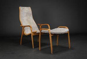 Yngve Ekström. Lænestol, model Lamino med skammel 2 