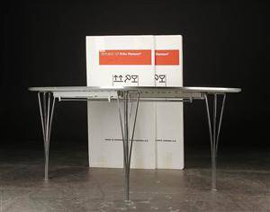 Piet Hein Bruno Mathsson. Super Ellipse spisebord med to tillægsplader 3