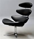 Poul M. Volther, lænestol, model EJ 5, Corona, sort læder 