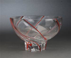 Stor skål af glas, antageligt Orrefors