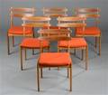 Dansk møbelproducent.  seks stole af eg og teak 6