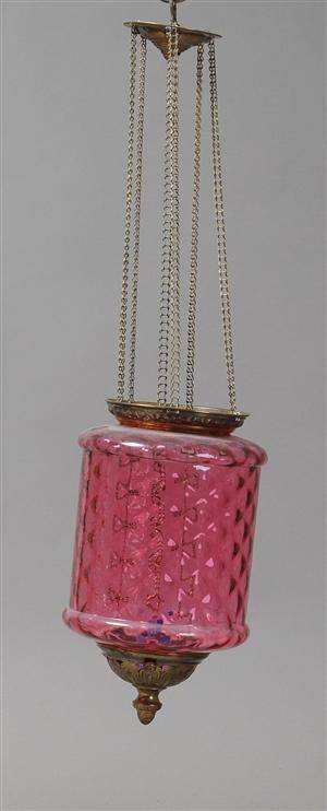 Ampel, rosafarvet glas, 1900-tallet.