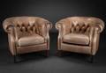 Par lænestole af læder, Chesterfield stil 2
