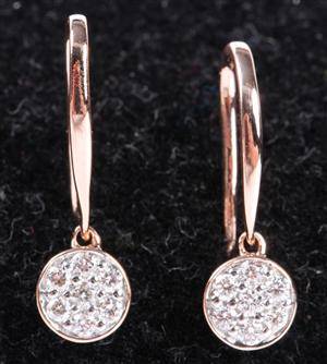 Diamant ørelokker, 14 kt. rosa guld, 0.21 ct. Et par 2