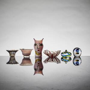 Konstglas, 6 delar. Höjd 4-9