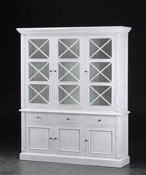 Stort vitrinskåp, vit antikbemålning 2