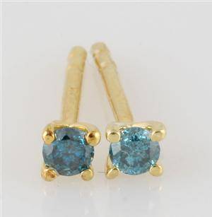 Blue treated diamond earrings approx. 0.10ct This lot has been put up for resale under the new lot no. 3457408