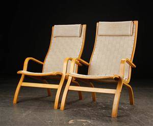 Par lænestole af bøgetræ, dansk møbelproducent 2