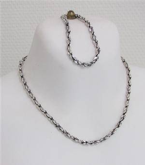 Smykkesæt af sterling sølv - delvis oxyderet