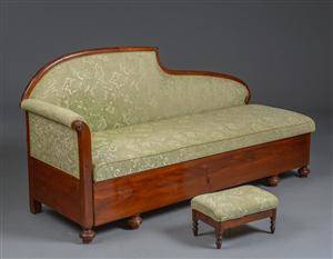 Sofa  chaiselongue med skammel af mahognifiner 2