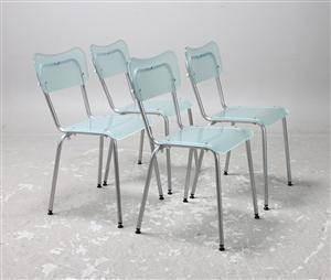 Stolar, glas och metalll, 4 st