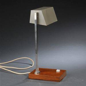Bordlampe, metal og teak