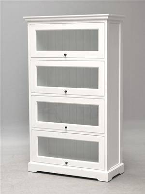 VitrineskabSkab, hvid antikbemalet træ  