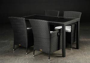 Havesæt med bord og 4 stole, polyrattan 5