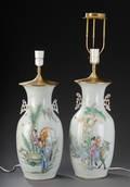 To kinesiske bordlamper af porcelæn, 1900-tallet 2