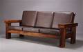 Dansk møbelproducent, tre-pers. sofa, brunt skind