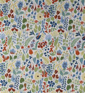 Tyg, Stig Lindberg, Herbarium, vit, bomullsslubb, 2,8 m