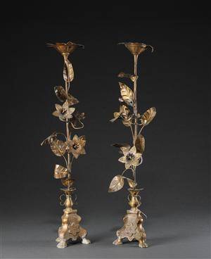 Par franske kirkestager af messing 2 