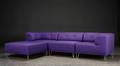 Nomad DOT modulsofa, betrukket med lilla møbelstof, forkromede ben