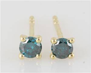 Blue treated diamond earrings approx. 0.26ct
