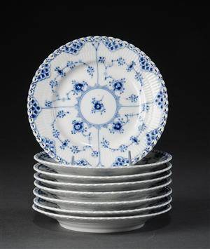Royal Copenhagen Kgl. P. Musselmalet. Helblonde, otte flade tallerkner 8