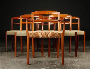 Syv spisestole af palisander, dansk møbelproducent 7