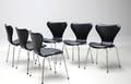 Arne Jacobsen 1902-1971. Seks stole, model 3107, sort læder 6