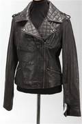 Bikerjakke i sort læder, str. ca. 42 - Designprøve