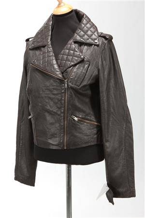 Bikerjakke i sort læder, str. ca. 40 - Designprøve