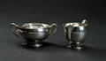 C.C. Hermann. Art Deco flødekande og sukkerskål af sterling sølv. 2