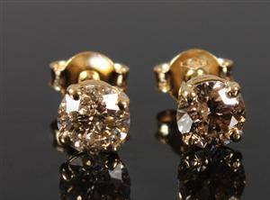 Ørestikkere, 14 kt guld, brillanter ca. 1.00 ct., et par 2