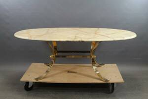 Soffbord i mässing med skiva i alabaster
