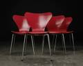 Arne Jacobsen. Sæt på fire Syveren stole, model 3107 4