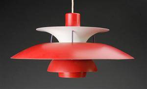 Poul Henningsen. PH5 pendel, rødlakeret